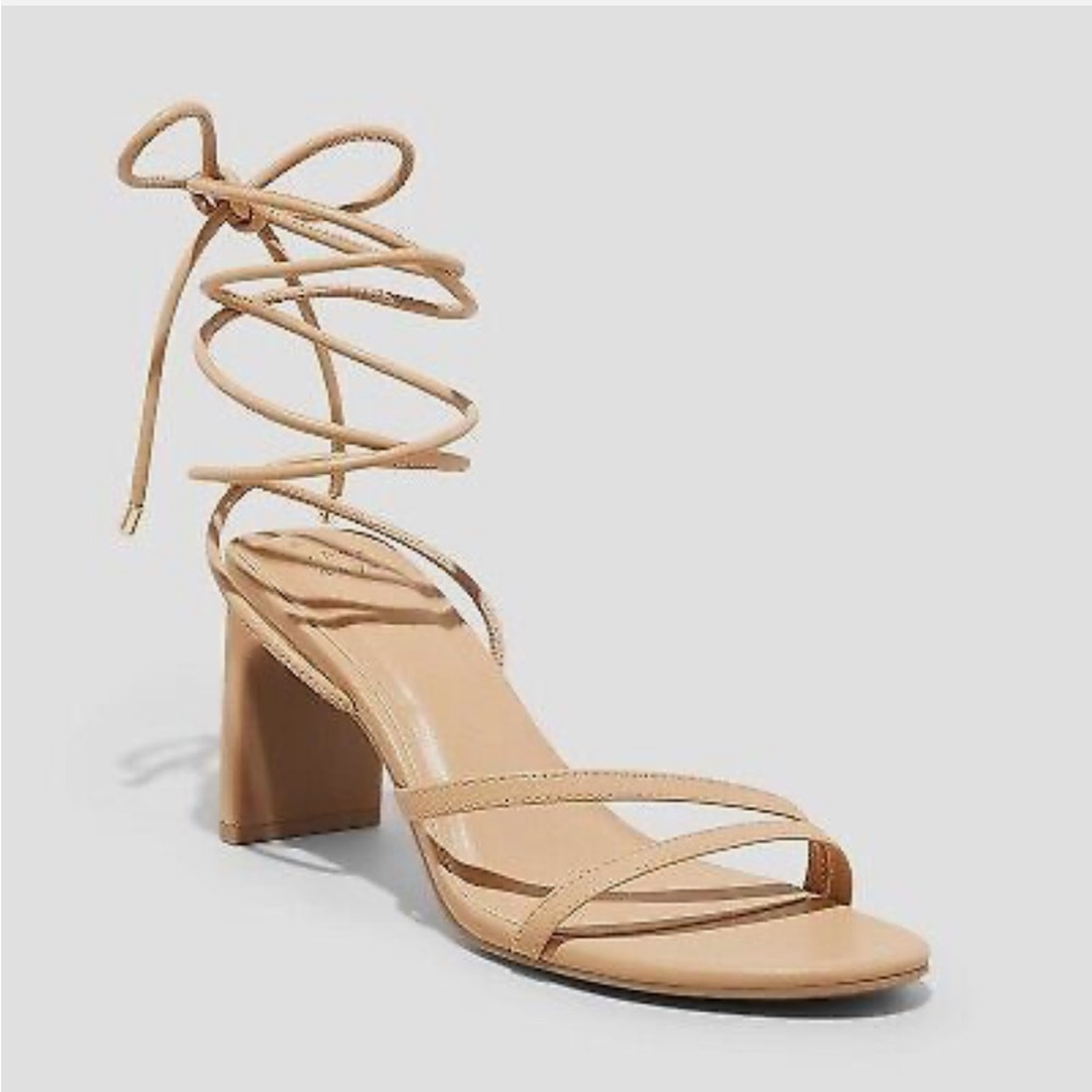 Nude Lace Up Heel - perfect for weddings, never worn!